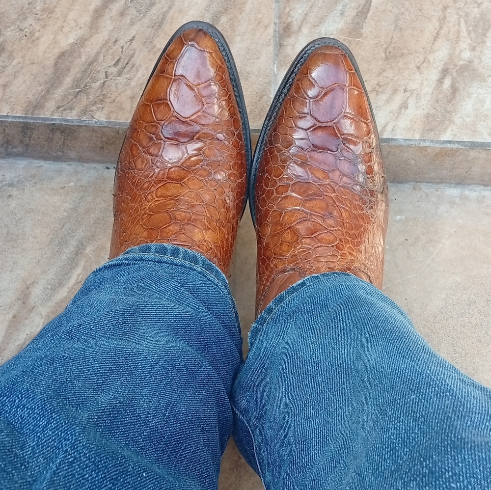 Pre Ban Sea Turtle Honey Leather Cowboy Boots